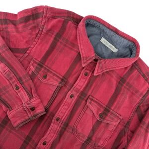 Outerknown Blanket Shirt Red Black Plaid Flannel Long Sleeve Button Up XL Heavy